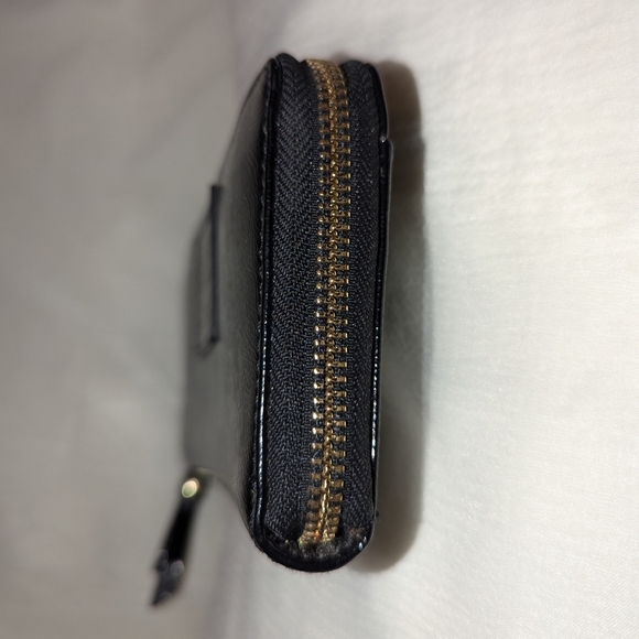 Coach Poppy Liquid Leather Continental Zip Around Wallet Black EUC - Picture 5 of 12